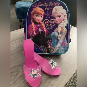 Frozen bundle. Back pack and slippers